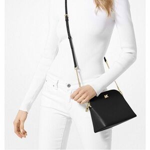 Michael Kors Medium Crossgrain Leather Dome Crossbody Bag